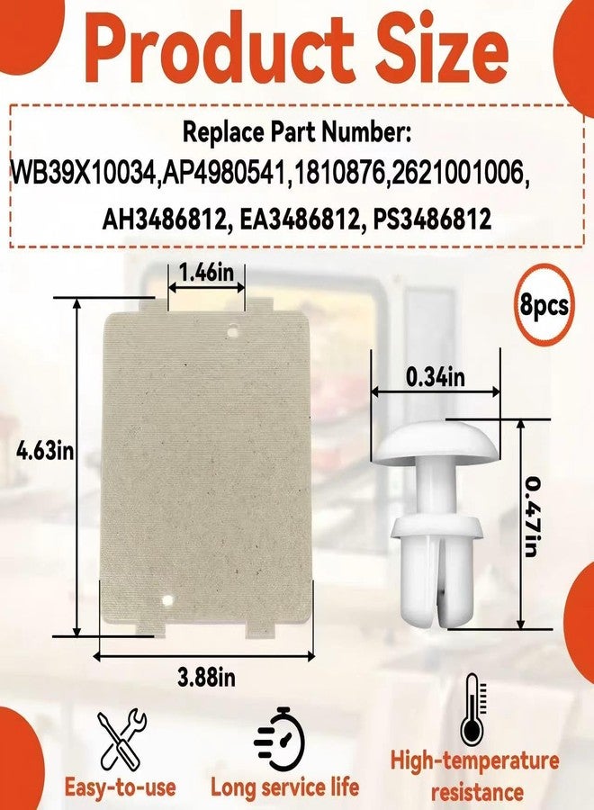 Mtuiewo 8 Pcs WB39X10034 Microwave Waveguide Cover Compatible with GE, Waveguide Cover Replacement Part with 24 Microwave Locking Buttons - Image 3